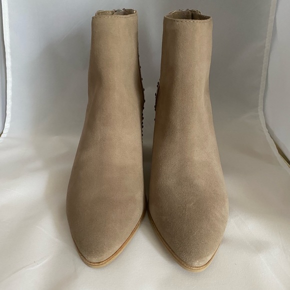 Steve Madden Jillian Suede Studded Block Heel Booties - Taupe Suede 7M